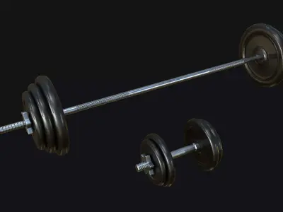 Gym Dumbbell Set PBR Low-poly 3D model