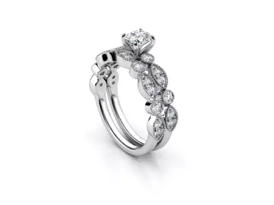 ZDR036 diamond engagement ring gold 3D print model