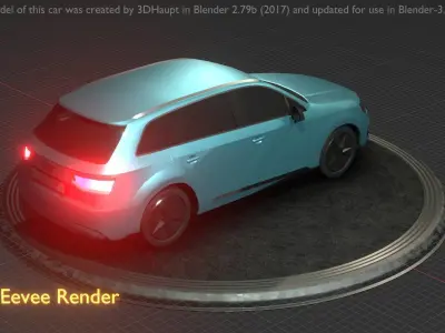 City Car 59 SUV Type-B Blue Low-poly 3D model