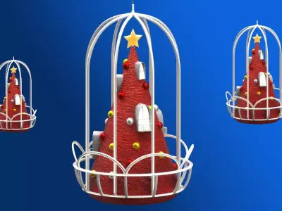 Scarlet Christmas Holiday Props Merry Architecture Low-poly 3D model