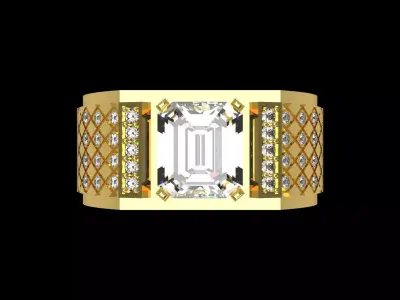 Modern Design Men Gold Ring with Onyx Stone Model mr0249 3D print model