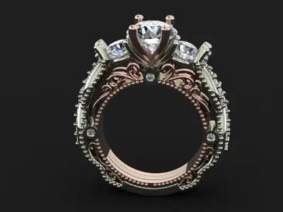 two tone wedding ring 3D print model