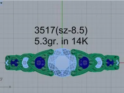 Round Diamond Milgrain Ring 3517 3D print model