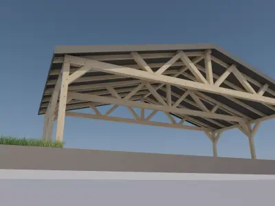 wood carport wiata samochodowa 6x9m metal roof panel 3D model