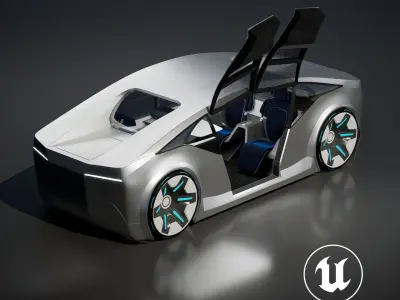 Futuristic concept car with interior for Unreal 3D model