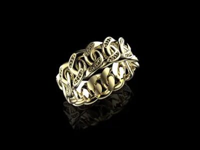 Beaded Cuban Link Ring Size 10 3D print model