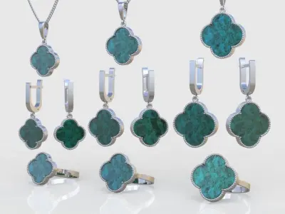 Ring Earring and Pendant Set 3D printable model 0047 3D Model Pack