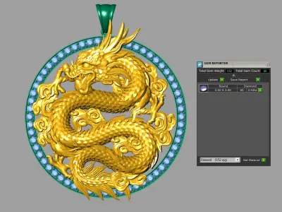 Chinese dragon pendant 3D 3D print model