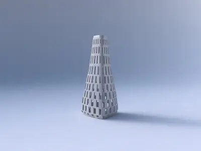 Vase puffy tipped triangle with checker grid lattice 3D print model