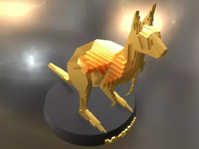 Parametric Kangaroo Low-poly 3D model