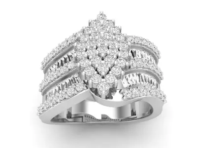 AV 654 Diamond Ladies Cluster Engagement Ring 3D print model
