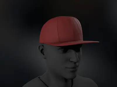 Red Snapback Cap Low-poly 3D model