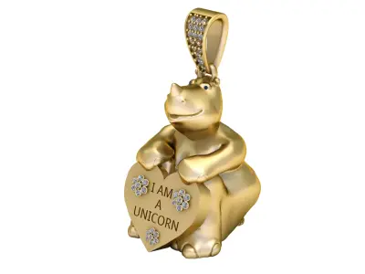 RHINO ANIMAL PENDANT 3D PRINTABLE MODEL  3D print model