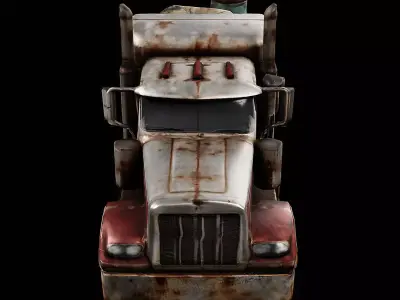 Rusty Cargo Truck Post Apocalyptic Industrial Game Ready Low-poly 3D model