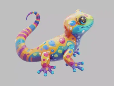 Rainbow Gecko Character 3D model