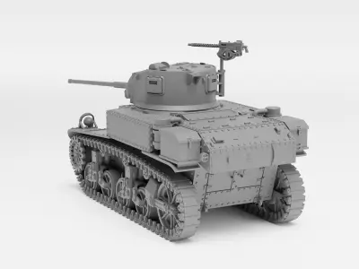 M3A1 Stuart - 1-72 tank model - Supported 3D print model