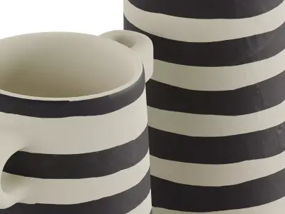 Tall Striped Ceramic Vase 3D model