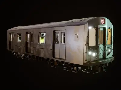 Subway Car Interior with Exterior Low-poly 3D model