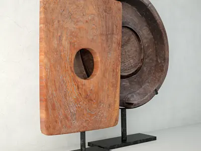 Teakwood Sculptures on Stand 3D model
