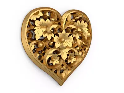 Heart decorative ornament onlay cnc 3d printing stl 02 3D print model