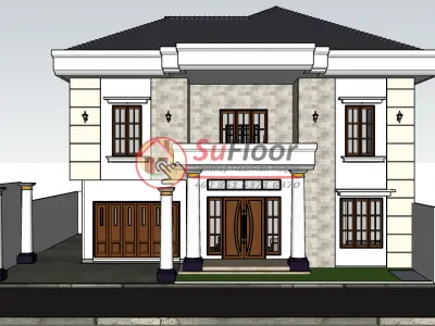 House 9x15m code 443- Sketchup 3D model 3D model 3D model