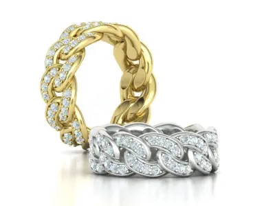 DIAMOND Cuban Link Heavy Chain Ring 9mm Wide 10US Size 3dmodel 3D print model