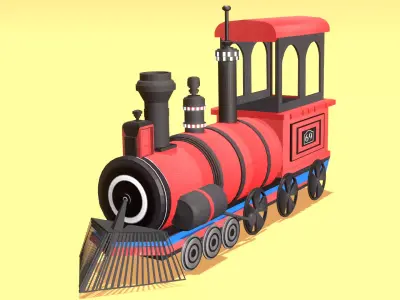 Cartoon Train Free low-poly 3D model