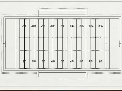 American Football Field-College version Low-poly 3D model