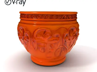 Ornate Terracotta Pot D Model Pack Low-poly 3D model