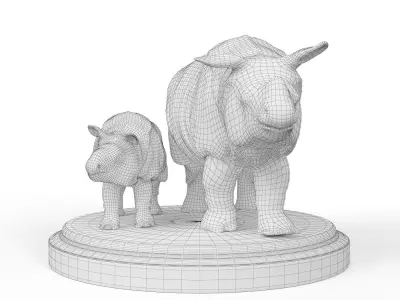 Rhino bronze 3D model