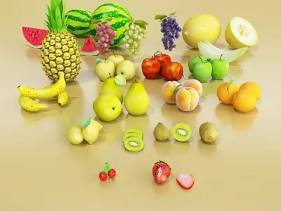 17 Fruits Collection High Res Textures 3D model