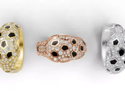 Panther Ring Medium Model Paved 3D print model