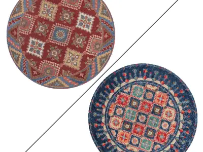 Round Rug Set 75 3D model