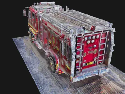 Medieval Dilapidated Fire Truck Low-poly 3D model