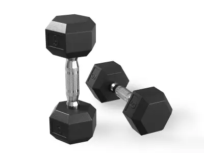 HEX DUMBBELL SET with rack Low-poly 3D model