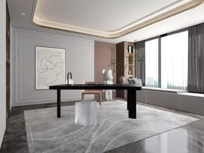 villa decoration Modern Study Home 3D model