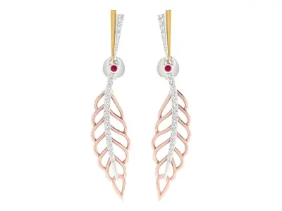 Solitaire Women Drop Earring 3dm STL OBJ FBX Render Details 3D print model 6