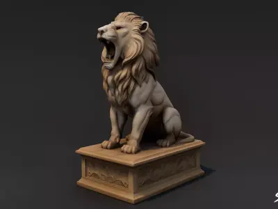 Lion Statue V2 Low-poly 3D model