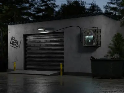 Darkness Garage Scene 3D Blend File Textured FBX OBJ MTL Files 3D model