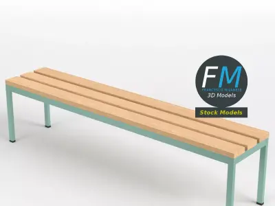 Locker room bench 4 3D model