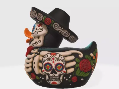 Day of the Dead Sugar Skull Duck Figurine Dia de los Muertos 3D print model