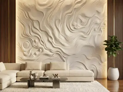 modern panel wall decor set relief stl mural CNC 162 3D model