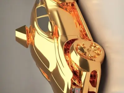 3d golden car Low-poly 3D model