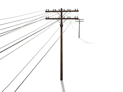 Electricity Pole 33 Weathered Low-poly 3D model