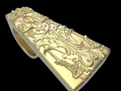 adjustable ring version 2 with engraving 3 3D print model