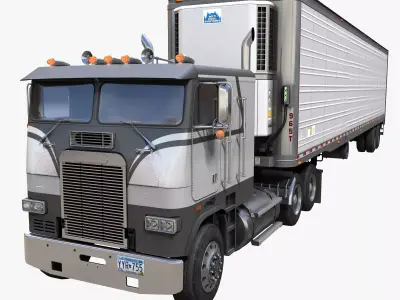 Freightliner van trailer Low-poly 3D model