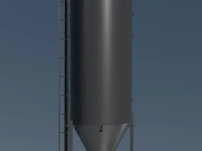 Silo in draft section cut 3D model