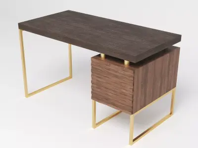 Modern Wavy Cover Wooden Luxury Desk 3D model