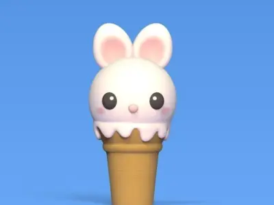 Cute Animals Ice Cream 3D Model Collection
