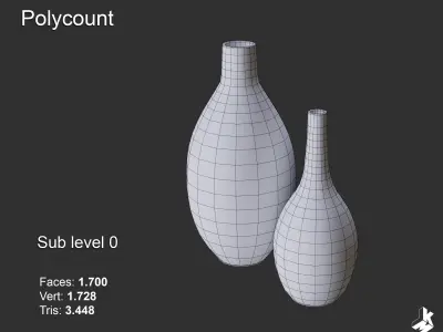 Set of Cascade Ceramic Vases 3D model